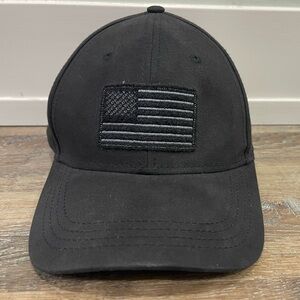 Black Cap with Embroidered Flag, NWT